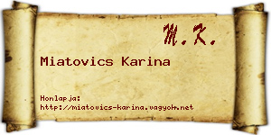 Miatovics Karina névjegykártya